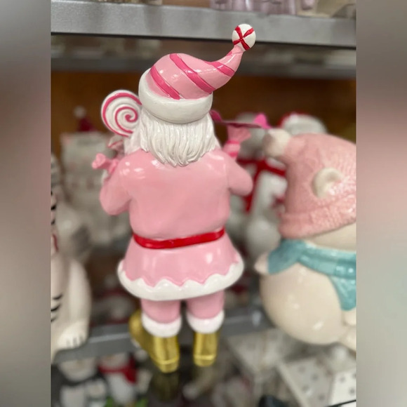 Pink Santa Holding Macarons Peppermint Square - Picture 2 of 2